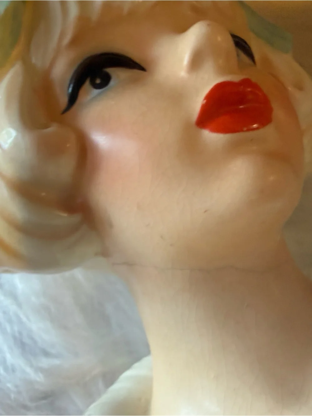 Vintage Nippon Yoko Boeki Co. Lady Head Vase Blue Vtg Japan 1960s